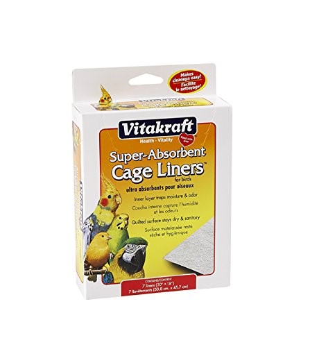 Vitakraft Super Absorbant Parakeet Conures Parrots and Cockatiel Bird Cage Liners -  7 Pack - L:20 X W:18 Inch