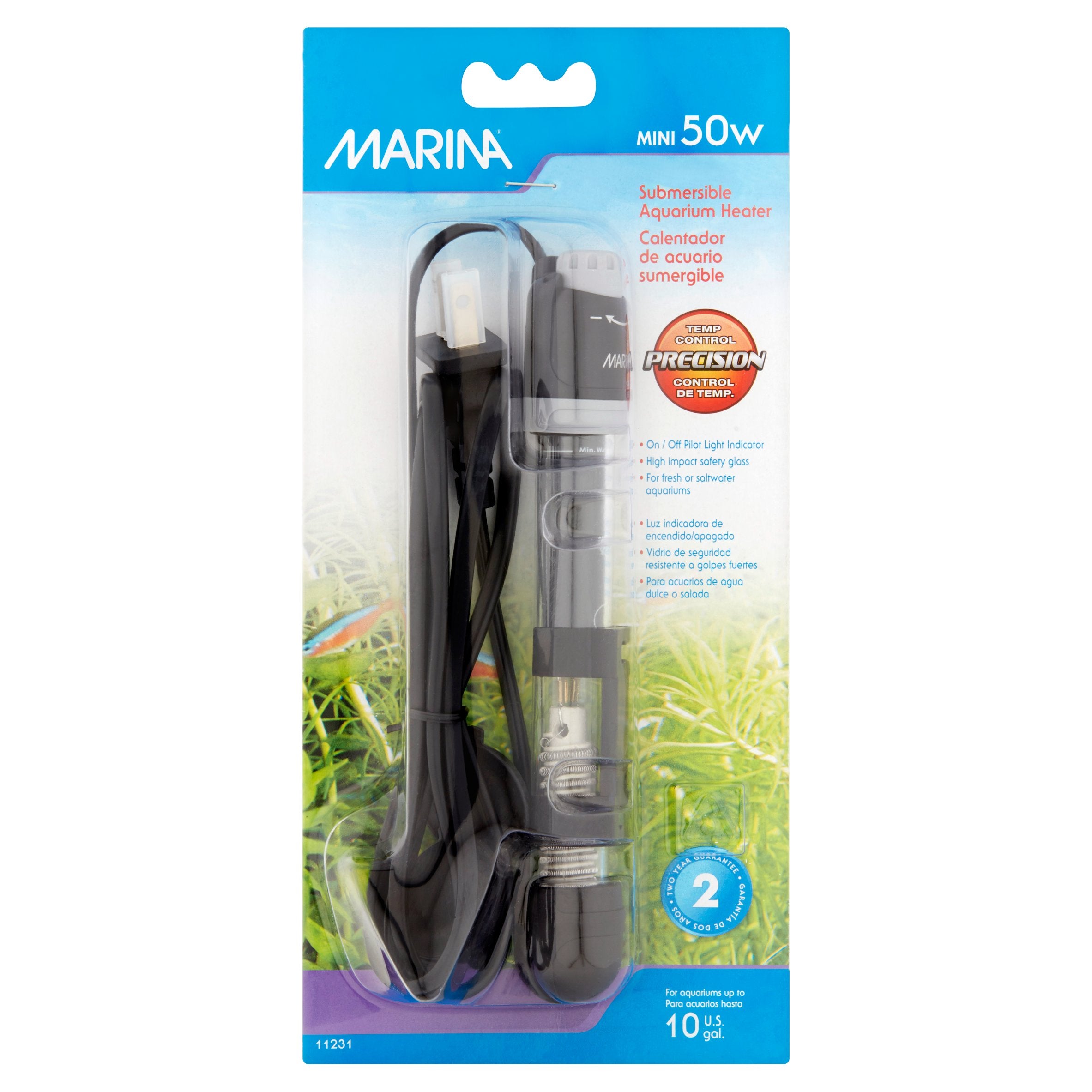 Hagen Marina Submersible Glass Aquarium Heater - 6 Inch - 50 Watt