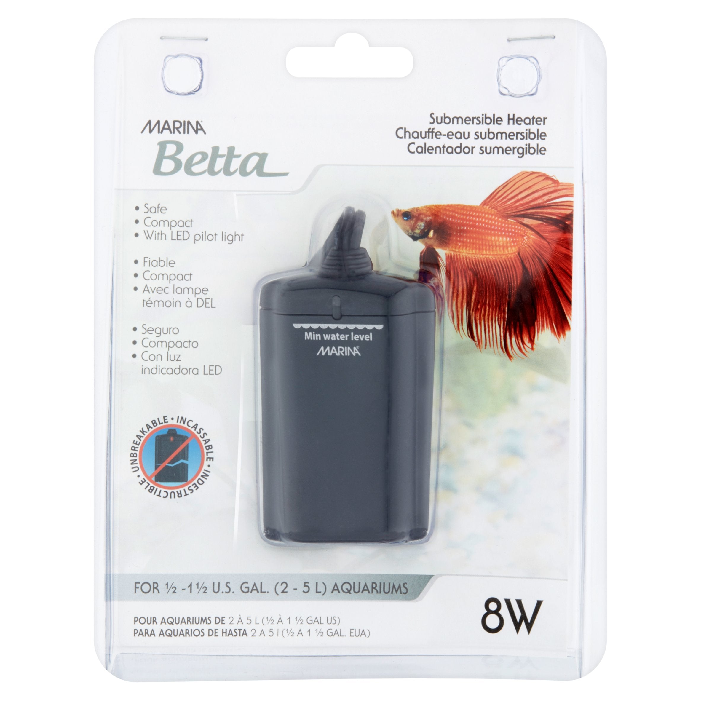 Hagen Marina Betta Submersible Aquarium Heater - Up to 1.5 Gallons - 8 Watt