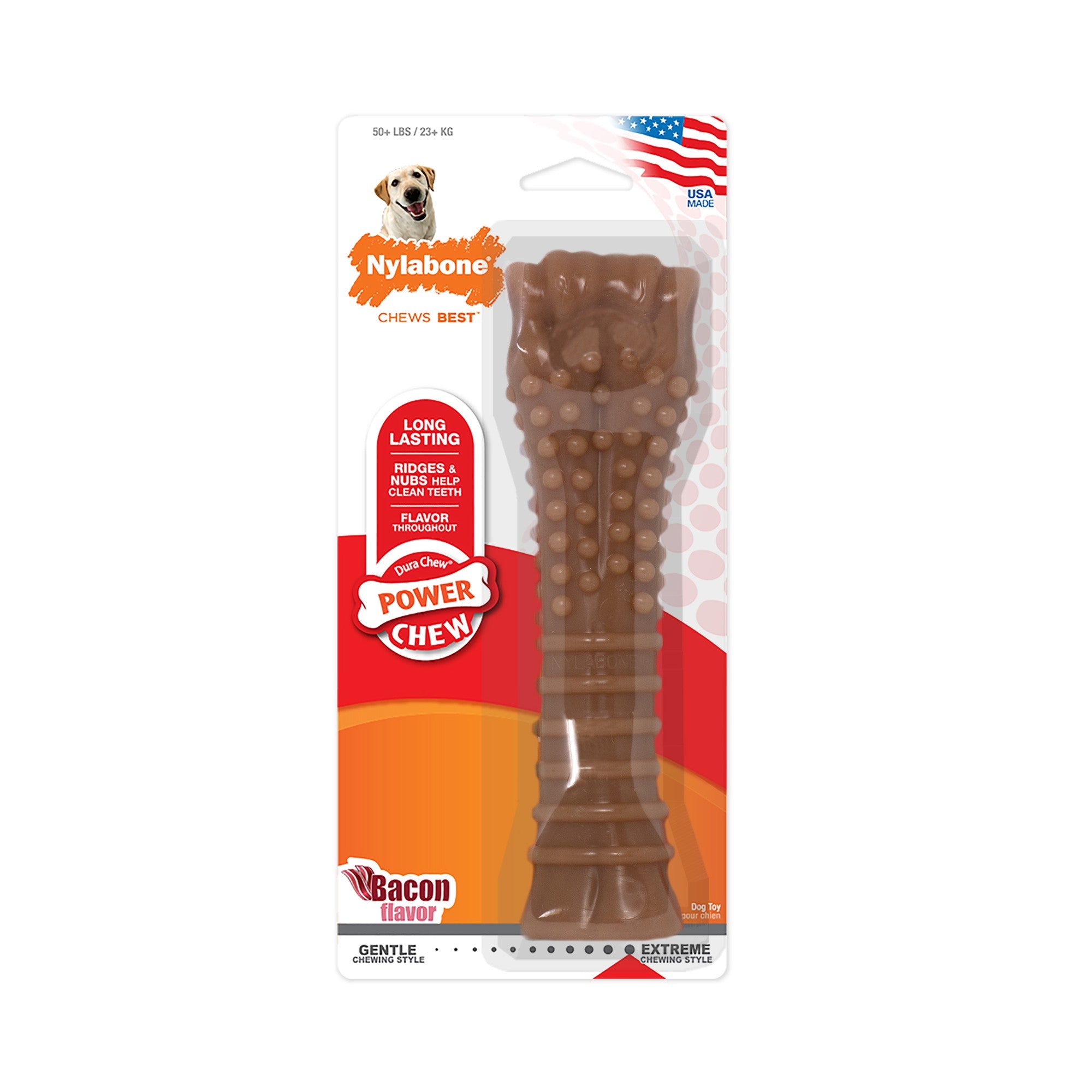 Nylabone Textured Knuckle-Bone Durable Extreme-Chew Bacon Flavor Nylon Chew Dog Toy - Extra Large/Souper