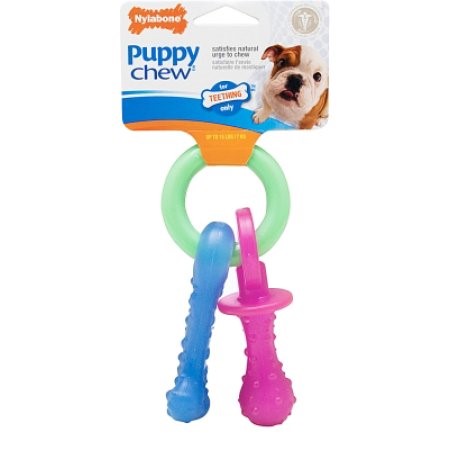 Nylabone Puppy Teething Pacifier Bacon Flavored Soft and Flexible Puppy Nylon Chew Dog Toy - Extra Small