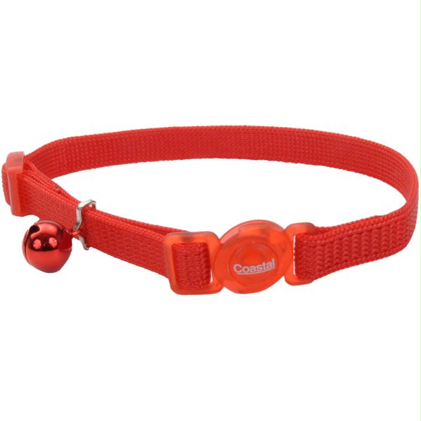 Coastal Safe Cat Breakaway Nylon Cat Collar with Bells - Red - L:8-12 X W:3/8 Inch