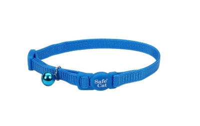 Coastal Safe Cat Breakaway Nylon Cat Collar with Bells - Blue Lagoon - L:8-12 X W:3/8 Inch