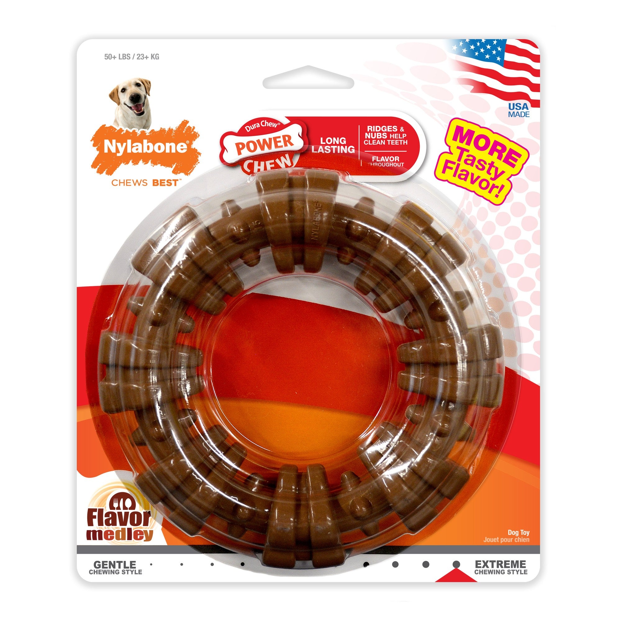 Nylabone Textured Ring Durable Power-Chew Medley Flavor Nylon Chew Dog Toy - Extra Large/Souper Default Title