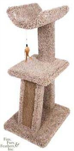 Ware Kitty Cradle Furniture Cat Condo with Corrugated Cat Scratching Post - L:20 X W:16 X H:41.75 Inches