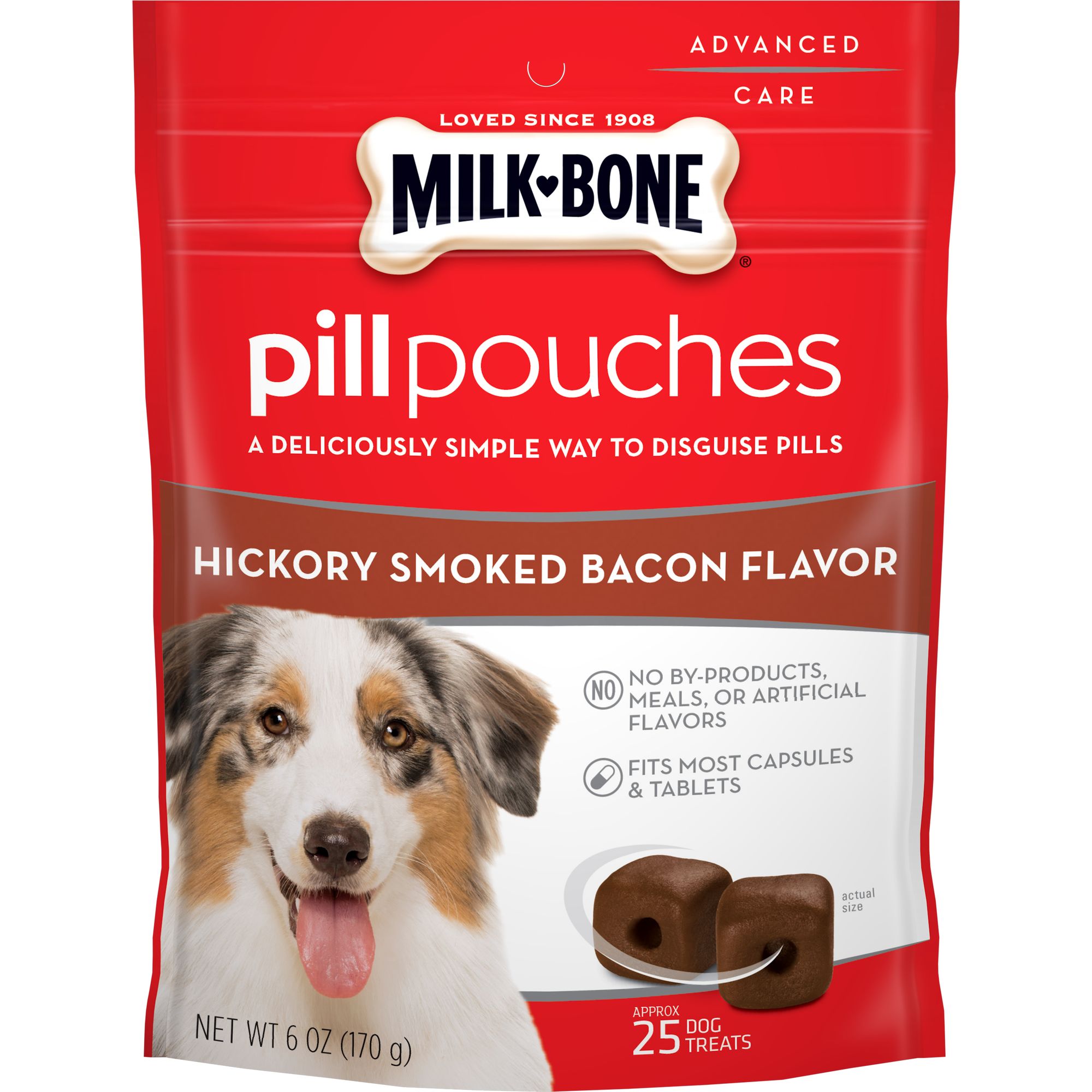 Milk-Bone Hickory Smoked Bacon Flavored Pill Pouches Soft and Chewy Treats  - 6 Oz - 5 Pack