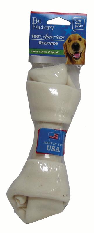 Pet Factory American Beefhide Knotted Bone Natural Dog Chew 7-8 Inch