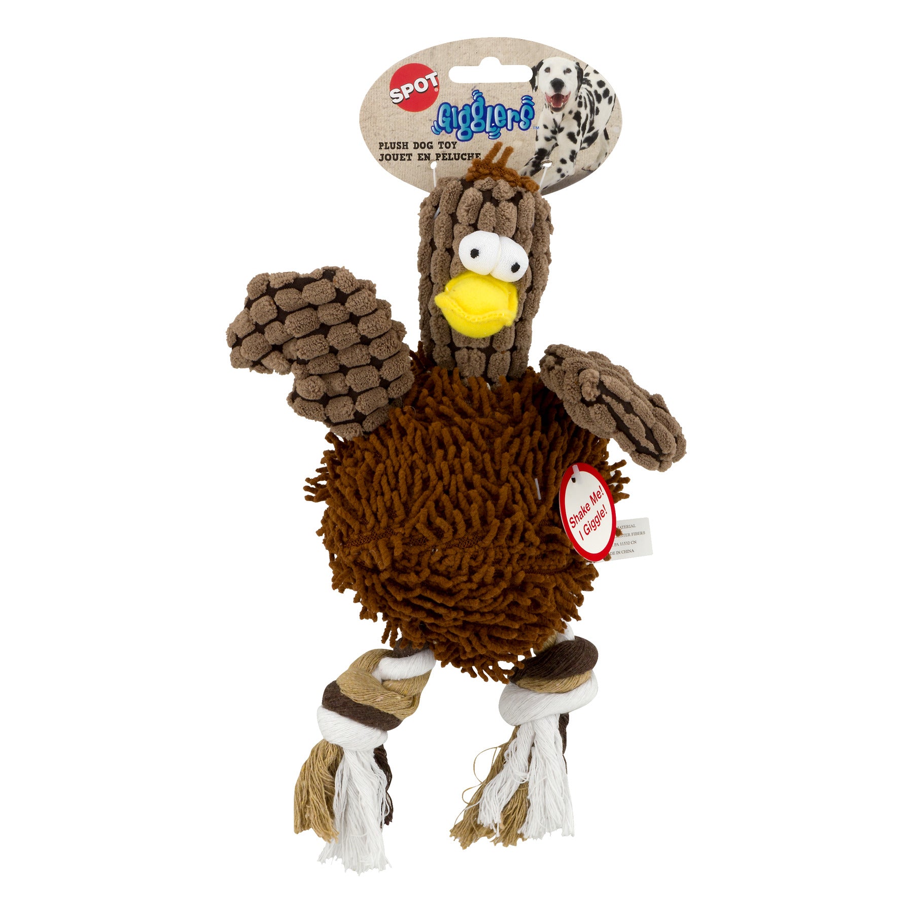 Ethical SPOT Giggler Pals Shake and Giggle Chicken Plush Dog Toy - 12 Inch