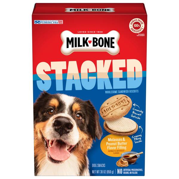 Milk-Bone Stacked Molasses and Peanut Butter Filling Dog Biscuit Treats - 30 Oz