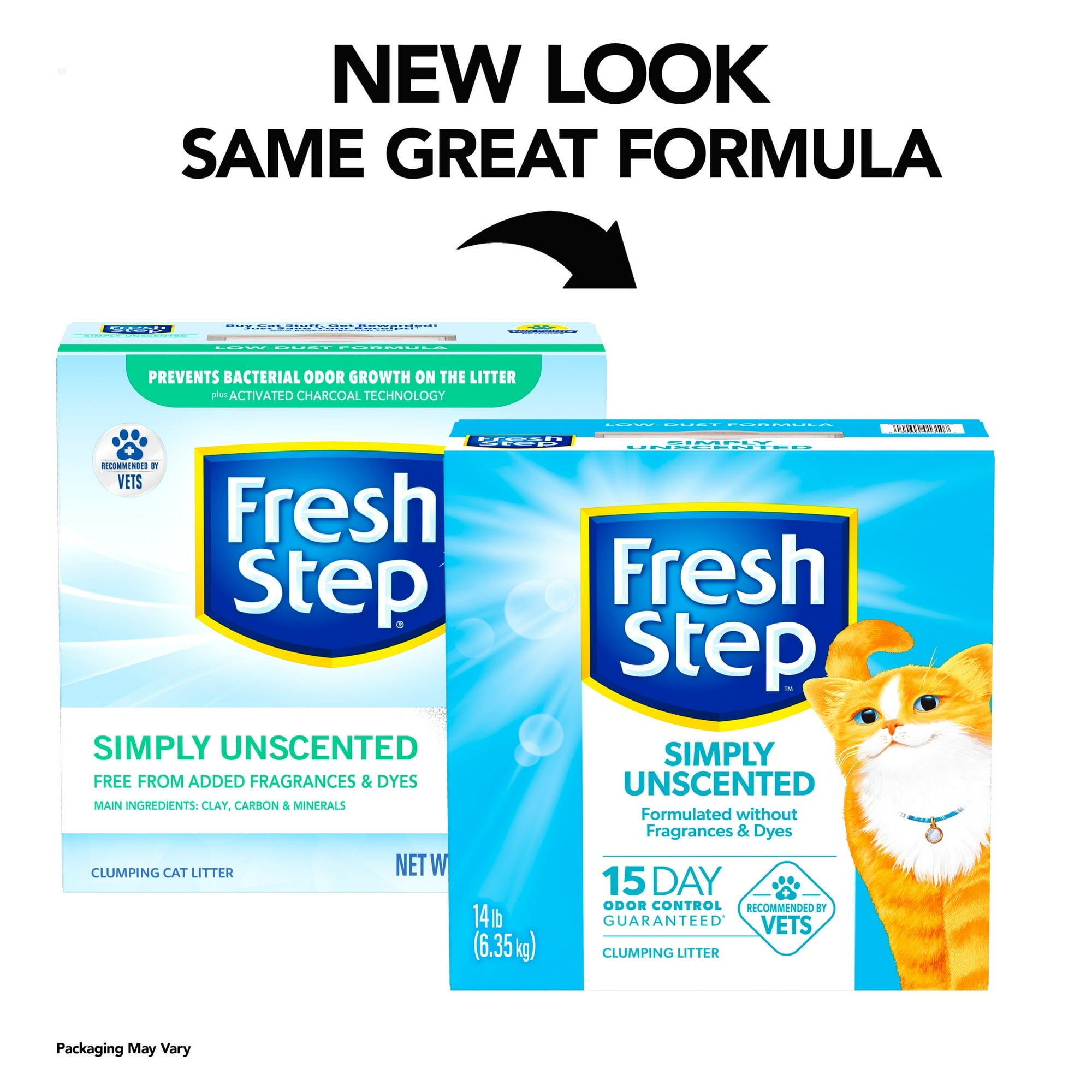 Fresh Step Simply Unscented Clumping Cat Litter with Activated Charcoal Technology - 14 Lbs - Case of 3
