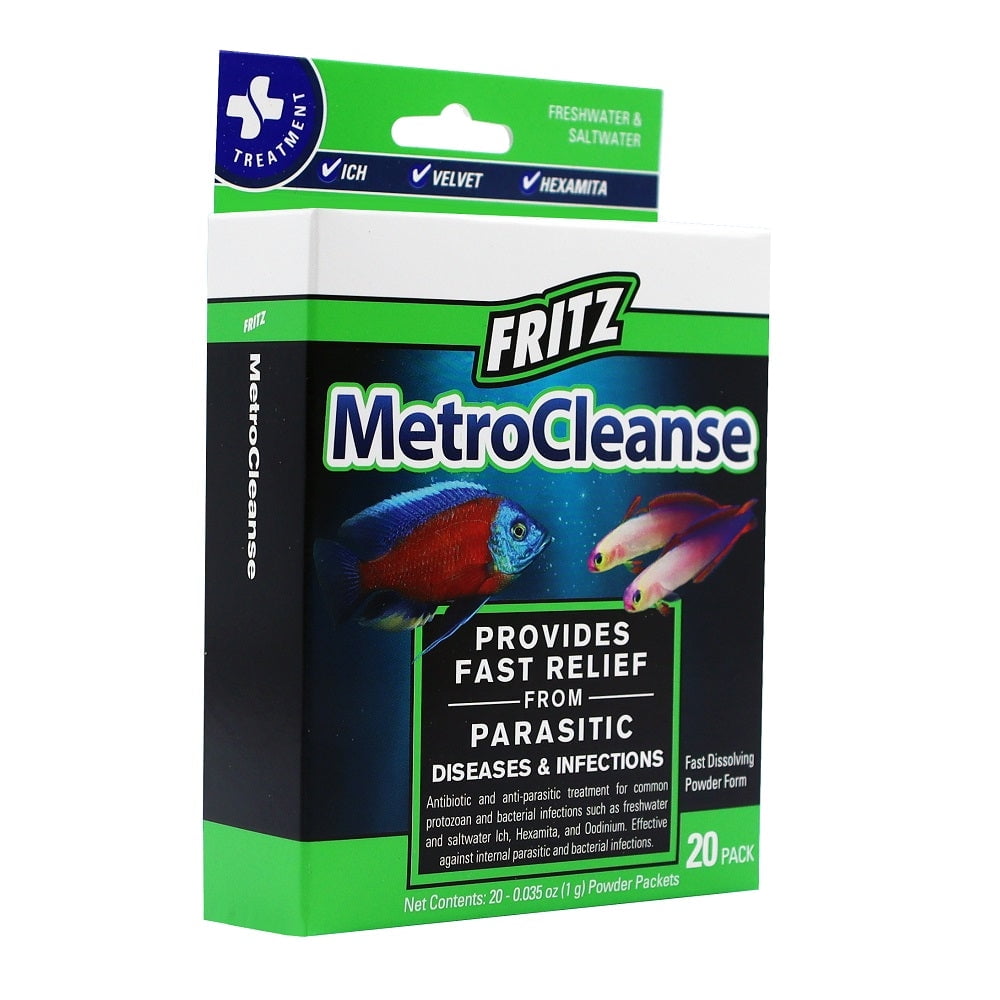Fritz Aquatics MetroCleanse Freshwater and Saltwater Disease and Infection Packets Fish Medication - 10 Count