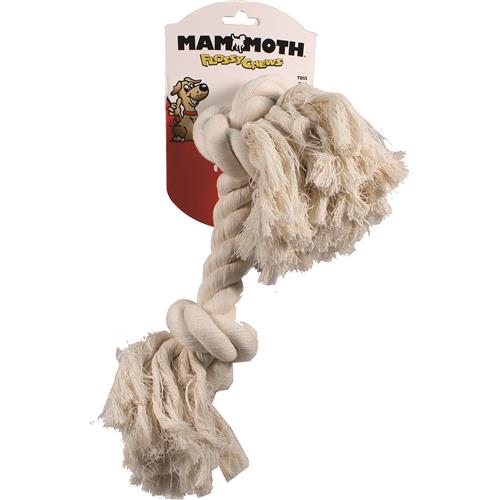 Mammoth Pet Products Flossy Bone Cotton Rope Dog Toy - White - Extra Large - 16 Inch