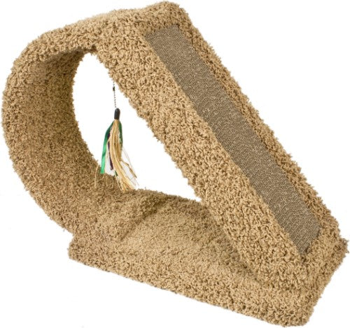 Ware Tunnel Hideout with Hanging Feather Carpeted Furniture with Corrugated Cat Scratcher - L:23 X W:9.5 X H:18.5 Inches