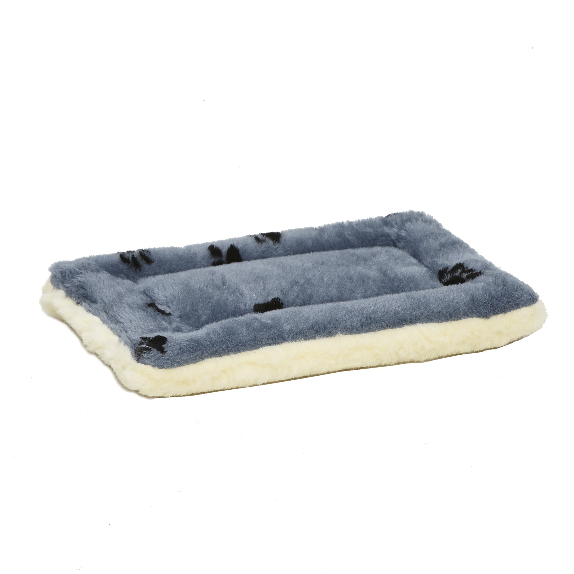 Midwest Homes Reversible Fleece Paw Print Machine Washable Pet Bed Mat - Blue/White L:18 X W:11 X H:1.5 In