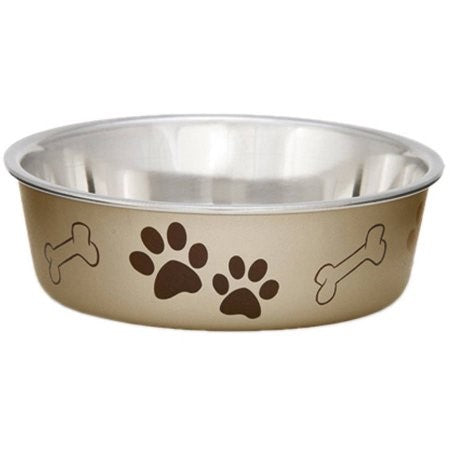 Loving Pets Bella Stainless Steel Cat and Dog Bowl Champaign Medium