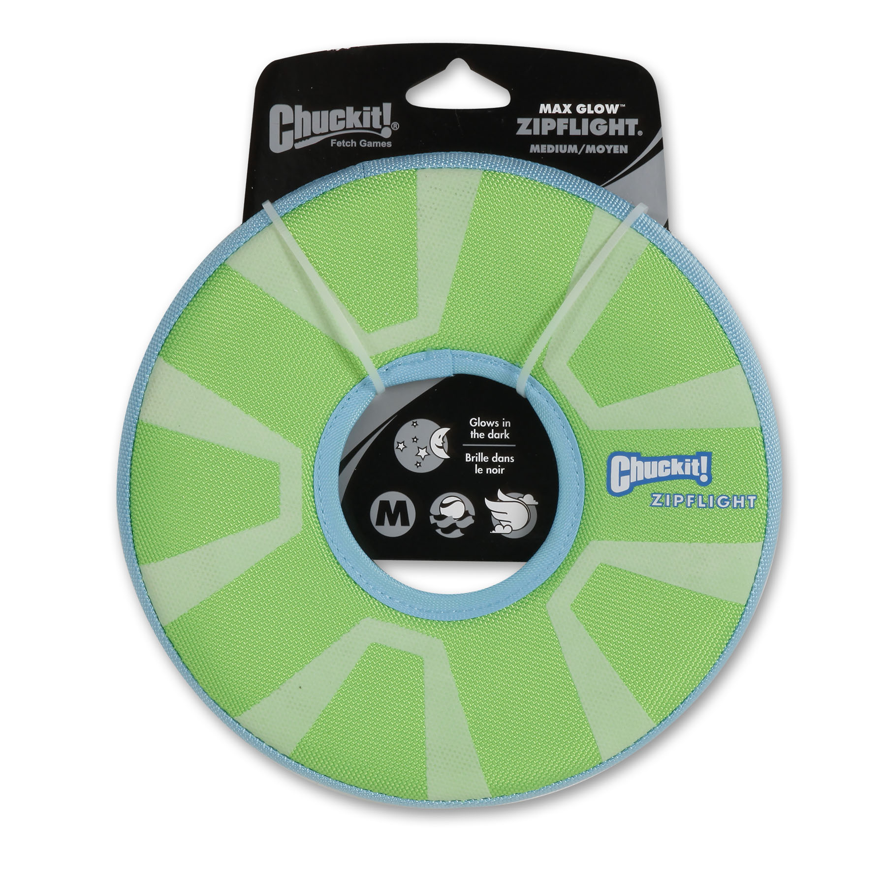 Chuckit! Petmate Max-Glow ZipFlight Disc Foam and Rubber Fetch Floating Dog Toy - Green - Medium - 8.5 Inch