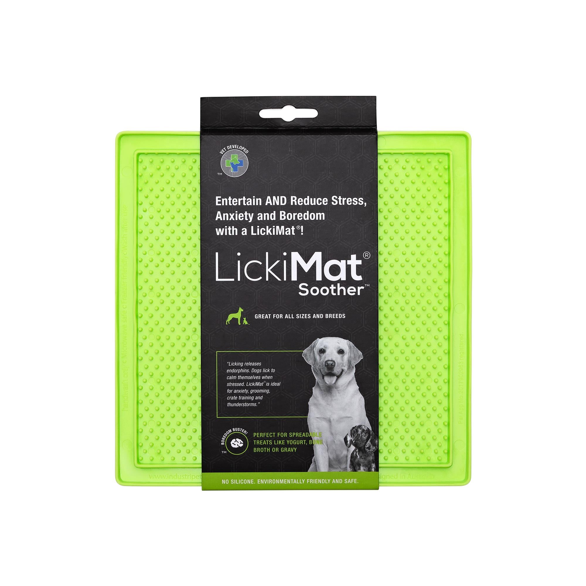 Innovative Pet Lickimat Classic Soother Slow Feeding Mat for Dogs - Green  