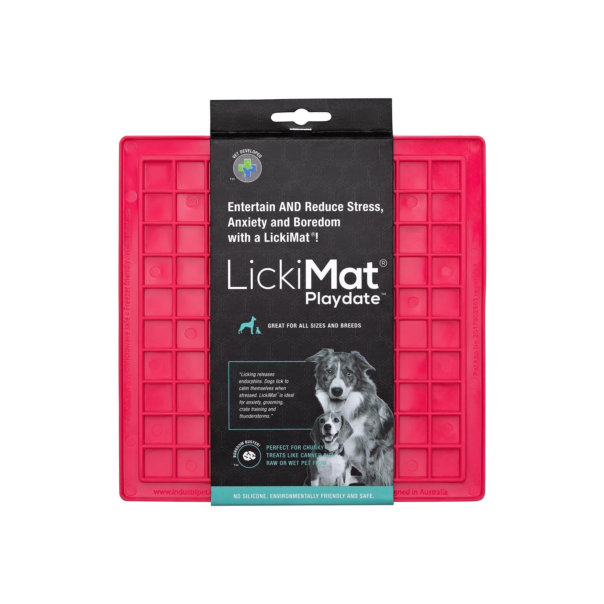 Innovative Pet Lickimat Classic Playdate Slow Feeding Mat for Cats and Dogs - Pink  