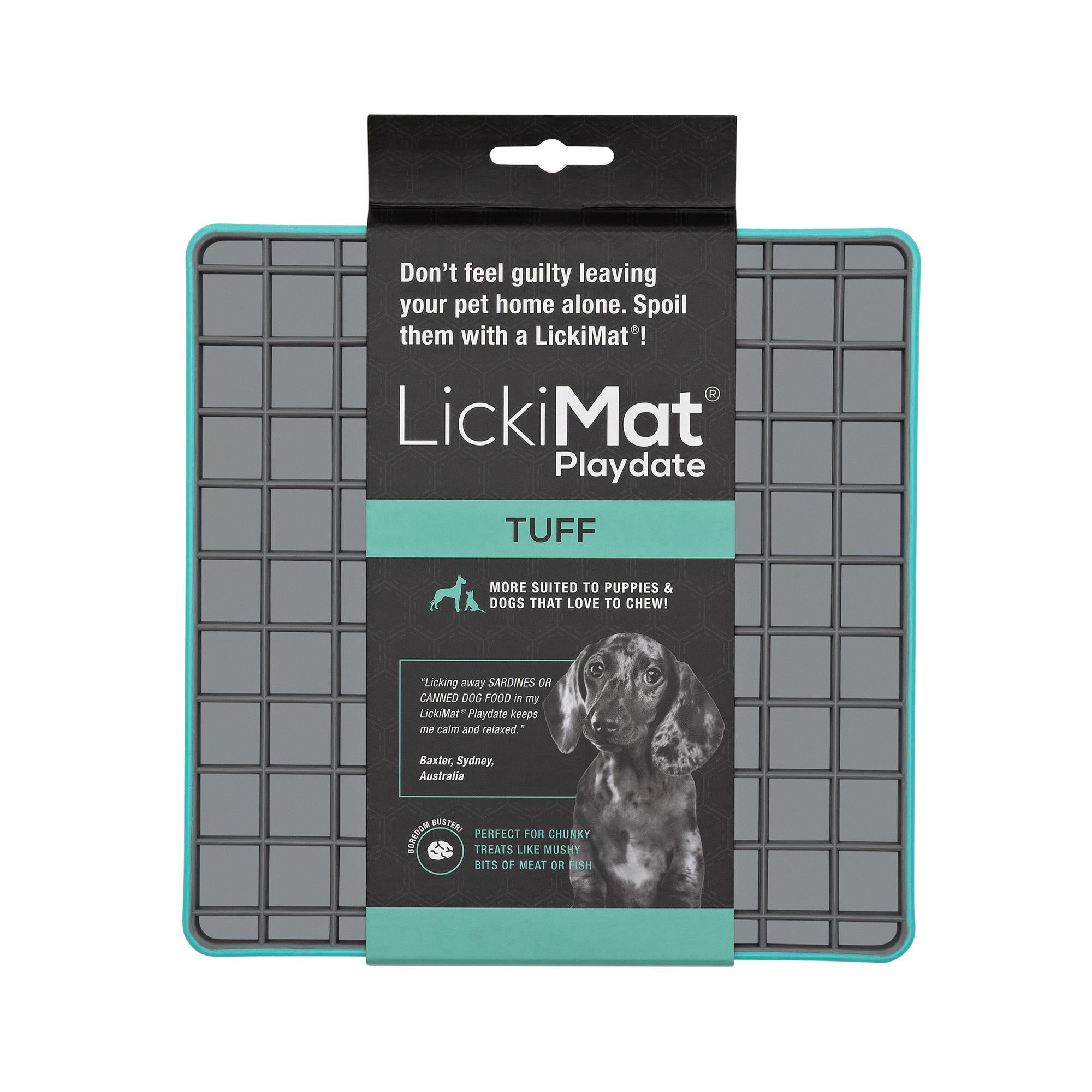 Innovative Pet Lickimat Tuff Playdate Slow Feeding Mat for Dogs - Turquise  