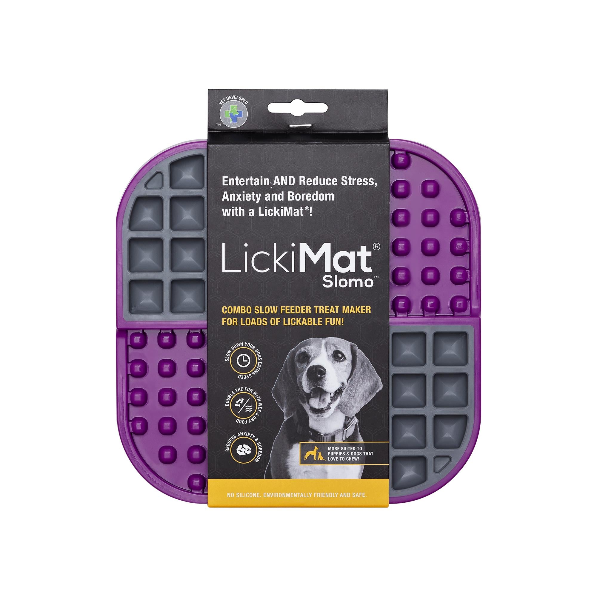 Innovative Pet Lickimat Slowmo Combo Slow Feeding Mat for Dogs - Purple  