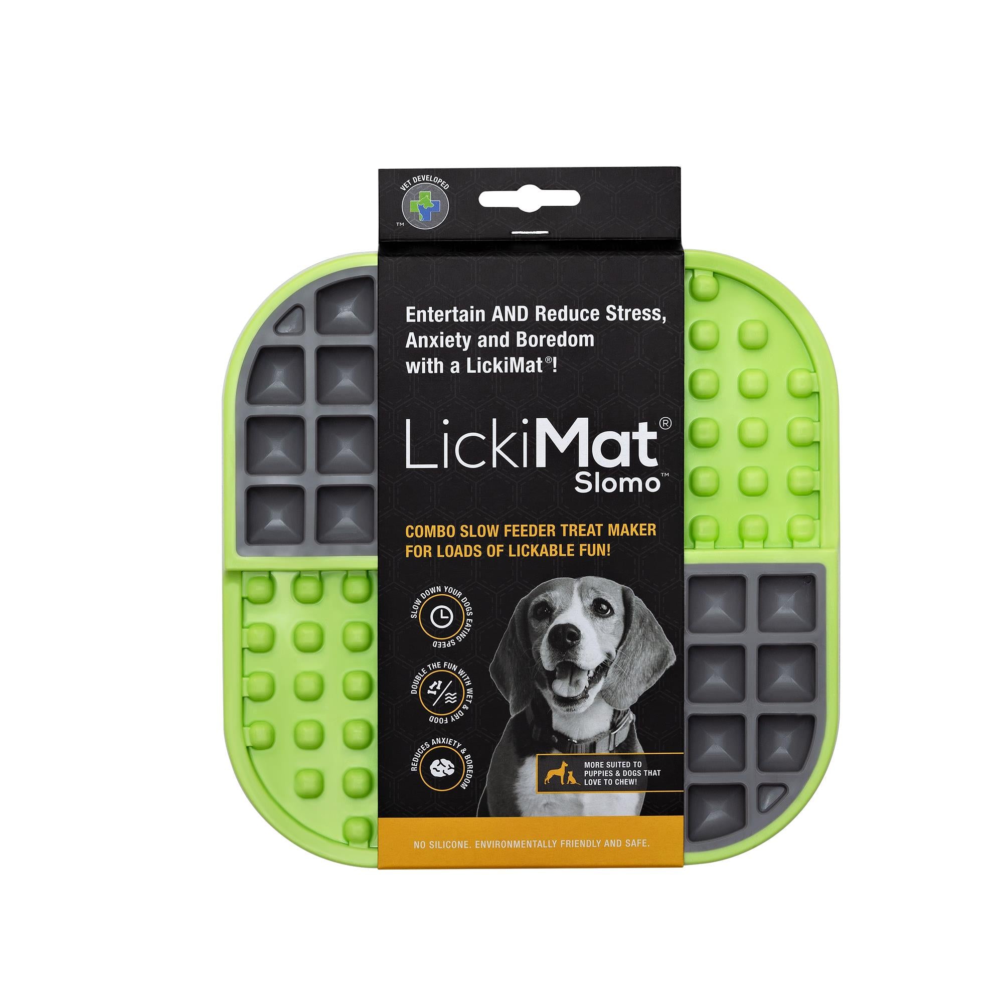 Innovative Pet Lickimat Slowmo Combo Slow Feeding Mat for Dogs - Green  