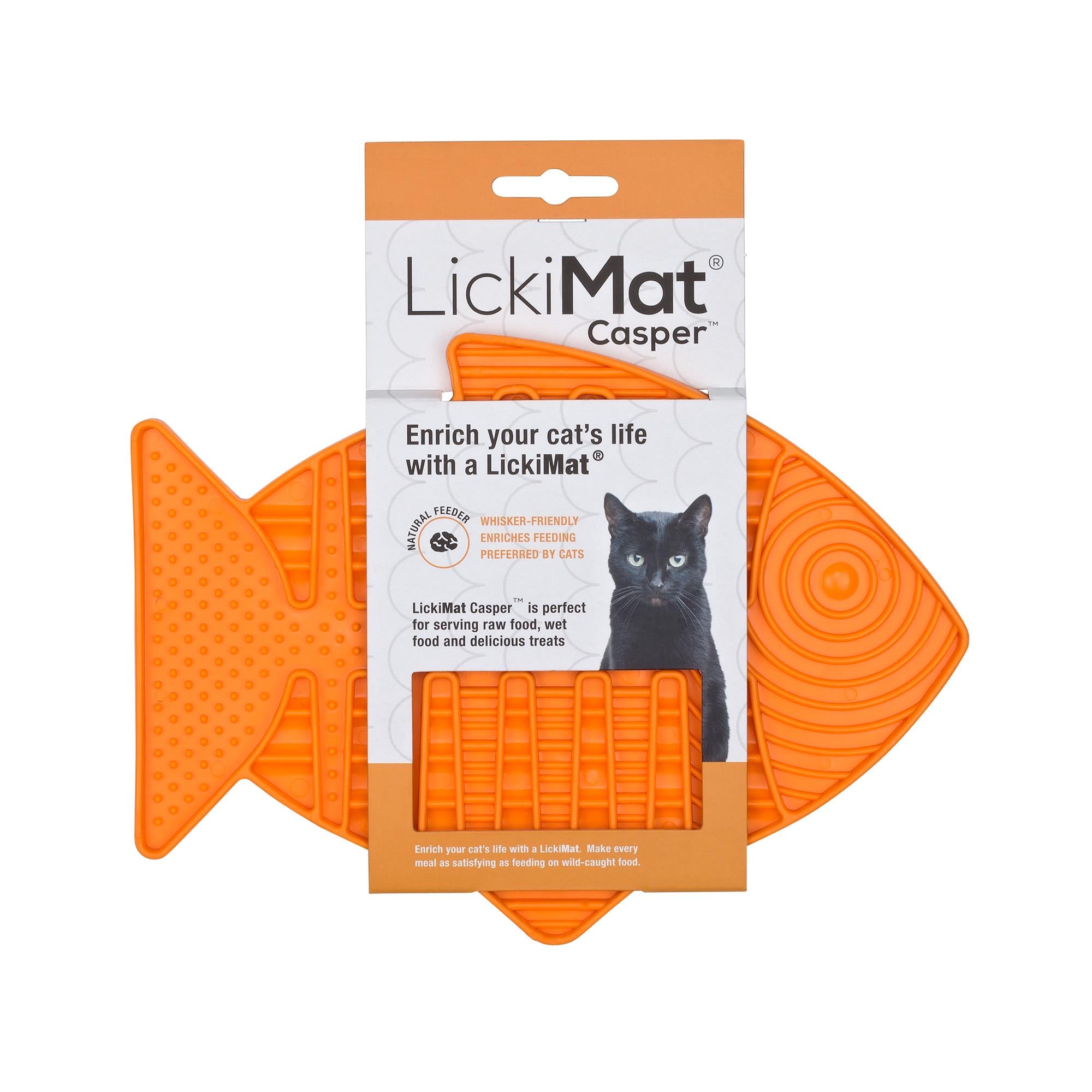 Innovative Pet Lickimat Casper Slow Feeding Mat for Cats - Orange  