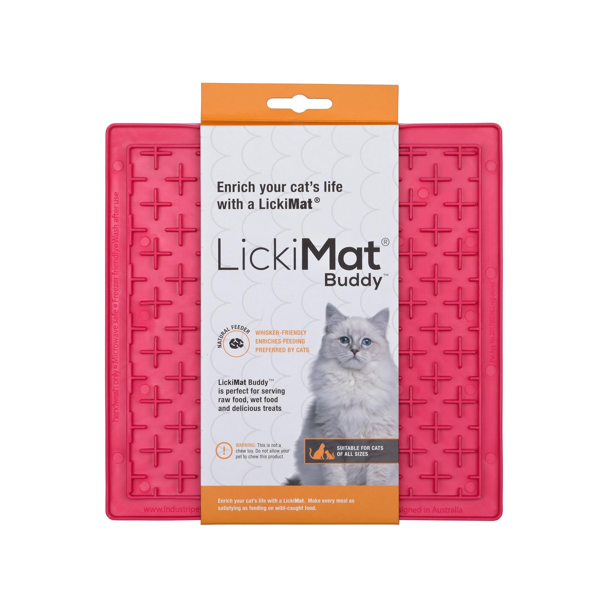 Innovative Pet Lickimat Classic Buddy Slow Feeding Mat for Cats - Pink  