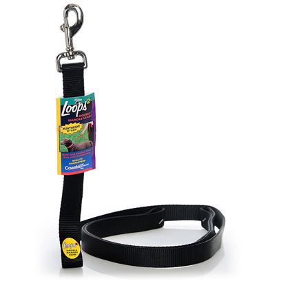 Coastal Double Handle Double-Loop Dog Leash - Black - L:48 X W:1 Inch