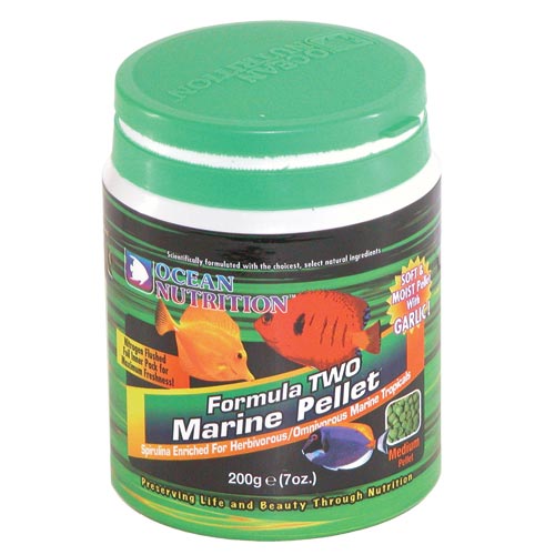 Ocean Nutrition Formula 2 Herbivore and Omnivore High-Protein Medium-Size Tropical Saltwater Fish Food Pellets - 7 Oz