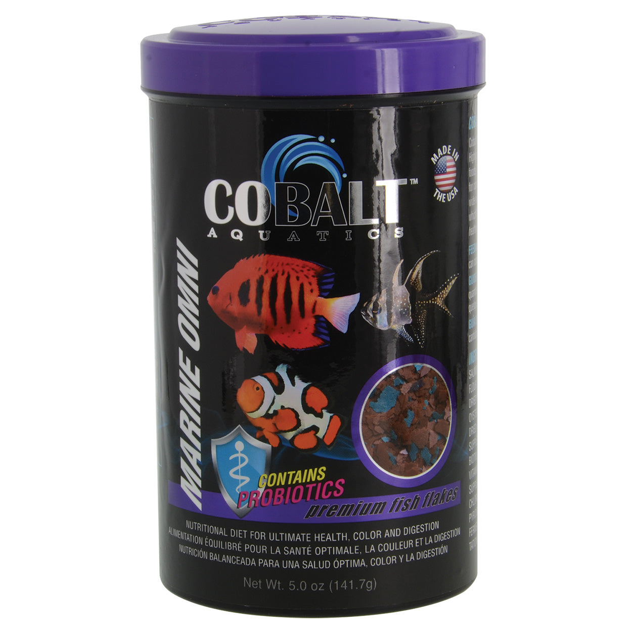 Cobalt Aquatics Marine Omni Premium Freeze-Dried Saltwater Fish Food Flakes - 5 Oz