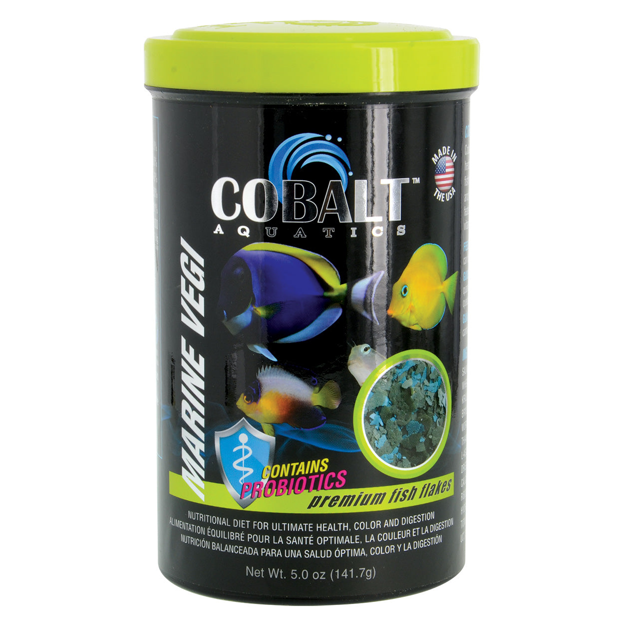 Cobalt Aquatics Marine Vegi Premium Freeze-Dried Saltwater Fish Food Flakes - 5 Oz