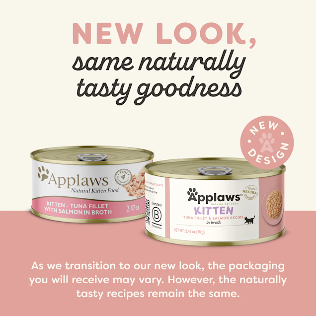 Applaws Natural Limited Ingredient Tuna Fillet and Salmon in Broth Kitten Canned Cat Food - 2.47 Oz - Case of 24