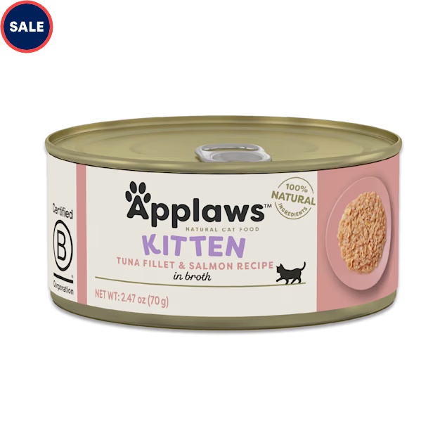 Applaws Natural Limited Ingredient Tuna Fillet and Salmon in Broth Kitten Canned Cat Food - 2.47 Oz - Case of 24
