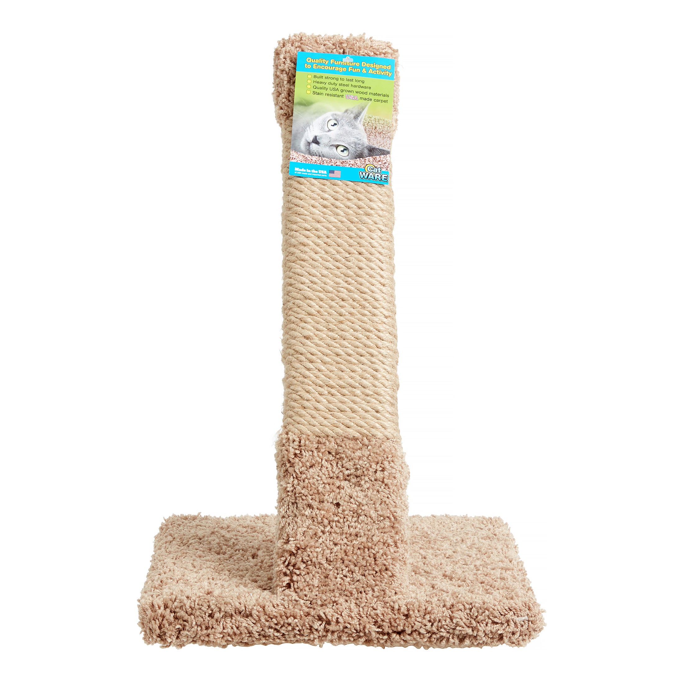 Ware Angled Carpet and Wood Furniture Roped Sisal Cat Scratcher - L:12 X W:12 X H:12 Inches