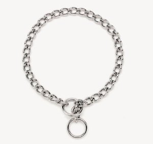 Coastal Titan Extra-Heavy Metal Choke Training Dog Collar - Chrome - L:28 X W:1 Inch