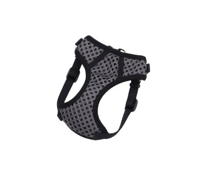 Coastal Comfort Soft Sport Wrap Adjustable Mesh Dog Harness - Gray/Black - XXXS - 11-13 Inch