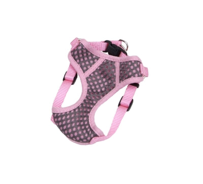 Coastal Comfort Soft Sport Wrap Adjustable Mesh Dog Harness - Gray/Pink - XXXS - 11-13 Inch