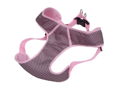 Coastal Comfort Soft Sport Wrap Adjustable Mesh Dog Harness - Gray/Pink  - Large - 28-36 Inch