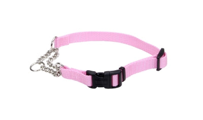 Coastal Adjustable Check Training Dog Collar with Buckle - Pink - Large - L:18-22 X W:3/4 Inch