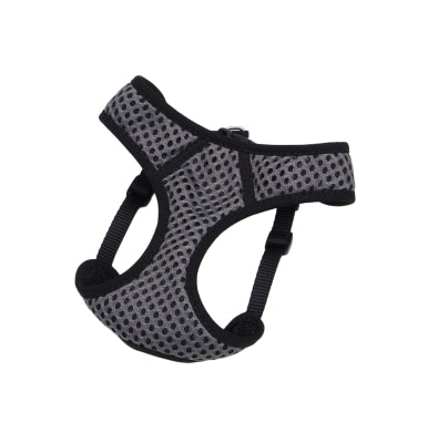 Coastal Comfort Soft Sport Wrap Adjustable Mesh Dog Harness - Gray/Black - XXS - 14-16 Inch