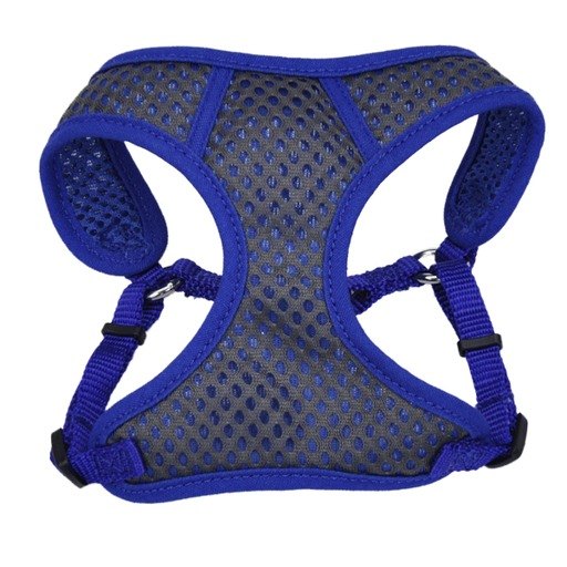 Coastal Comfort Soft Sport Wrap Adjustable Mesh Dog Harness - Gray/Blue - XXS - 14-16 Inch