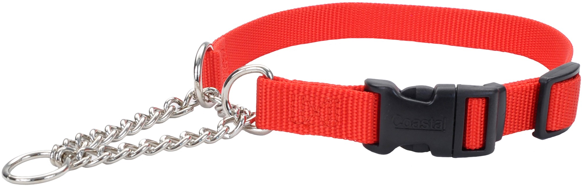 Coastal Adjustable Check Training Dog Collar with Buckle - Red - Large - L:18-22 X W:3/4 Inch
