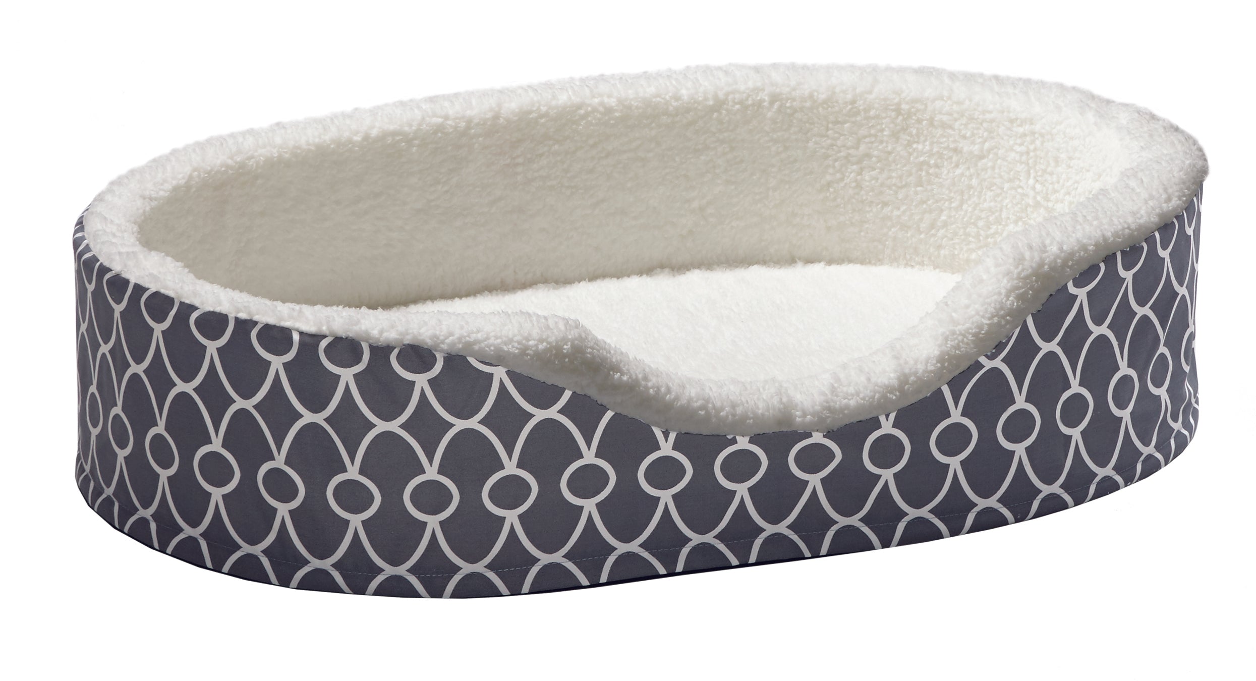 Midwest Homes Orthopedic Nest Egg Oval Dog Bed with Teflon Fabric Protector - Gray LG - L:35.3 X W:25.8 X H:8.3 In