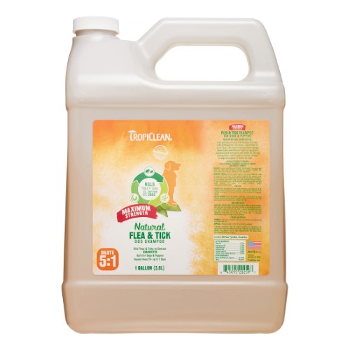 Tropiclean Natural Max-Strength and Soothing Clove and Lemongrass Flea and Tick Dog Shampoo - 1 Gallon