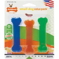 Nylabone Original Bone Flexi Moderate-Chew Bacon and Peanut Butter Flavored Chew Dog Toy - Extra Small - 3 Pack