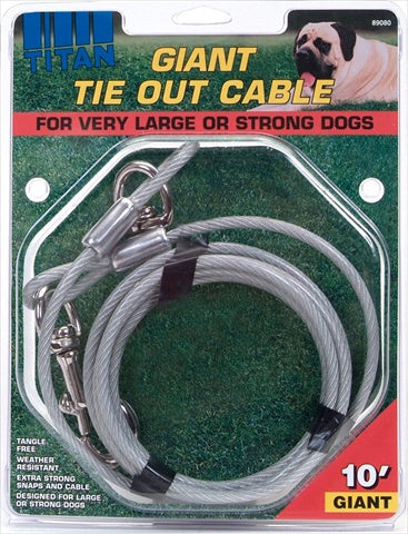 Coastal Spiral Stake Heavy Duty Combo Tie Out Cable and Leash - Giant - Gray - 10 Ft - Up To 150 Lbs