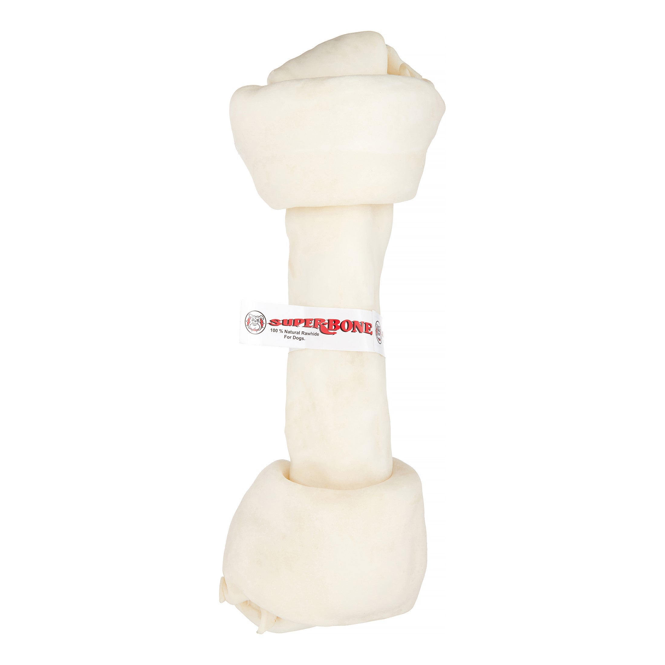 Lennox Super Bone Rawhide Knotted Bone Natural Dog Chews - White 15-16 Inch
