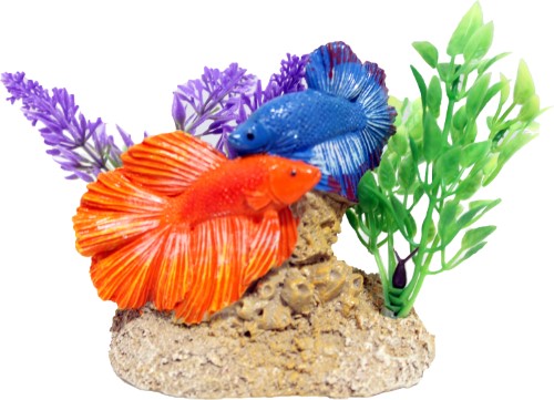 Blue Ribbon Exotic Environments Aquatic Scene Statue with Beta Aquarium Décor 