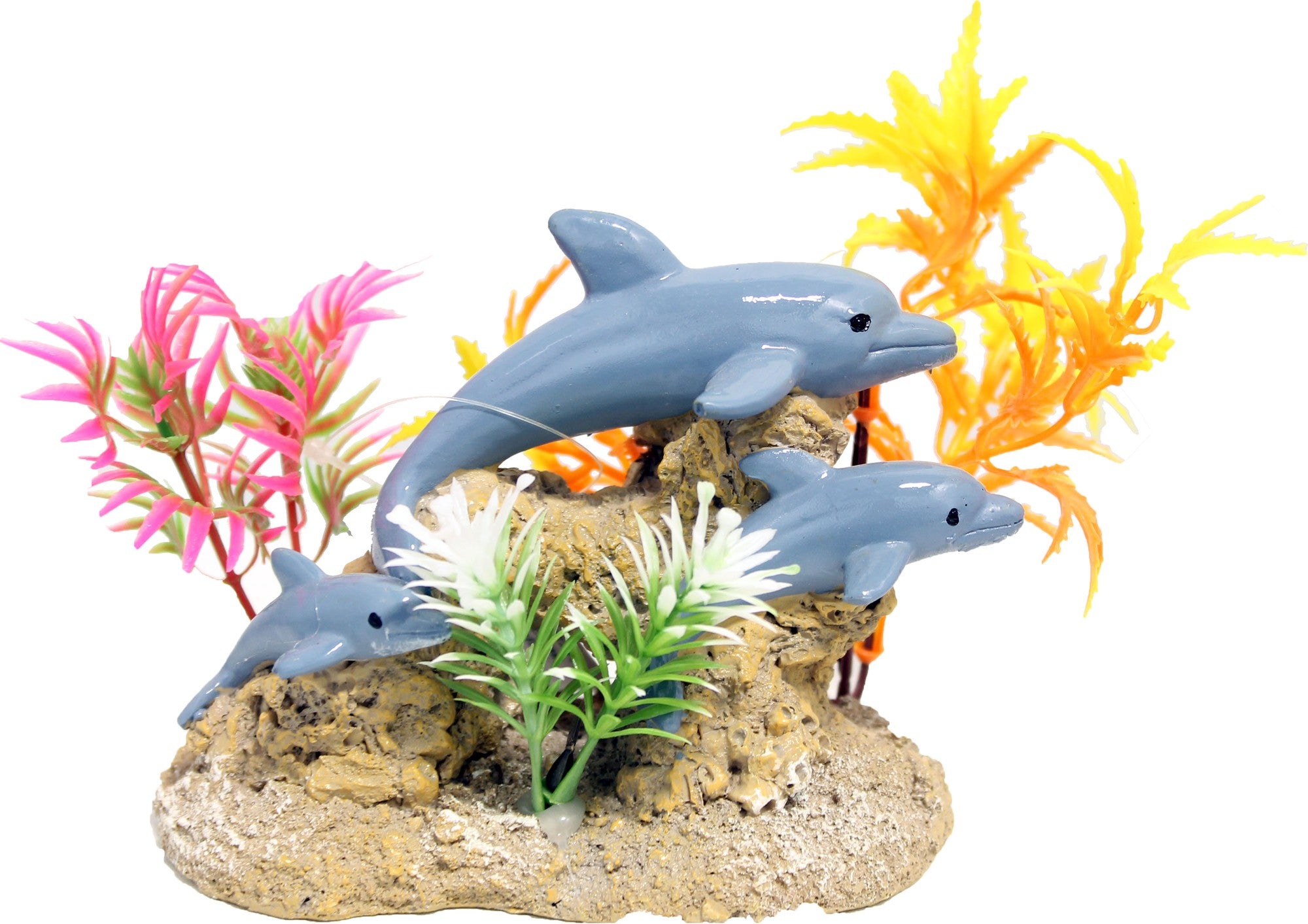 Blue Ribbon Exotic Environments Aquatic Scene with Dolphins Aquarium Décor 