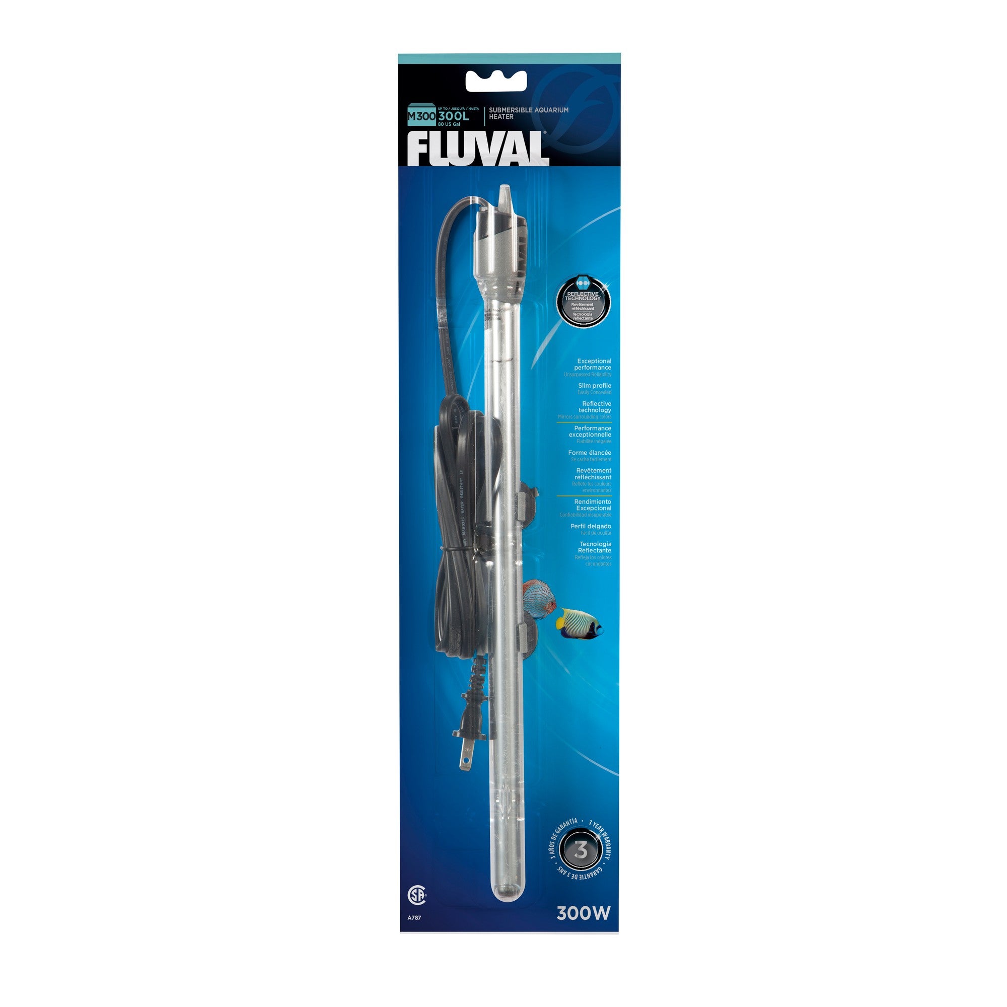 Fluval M-300 Premium Glass Submersible Aquarium Heater - 300 Watt - Up to 80 Gallons